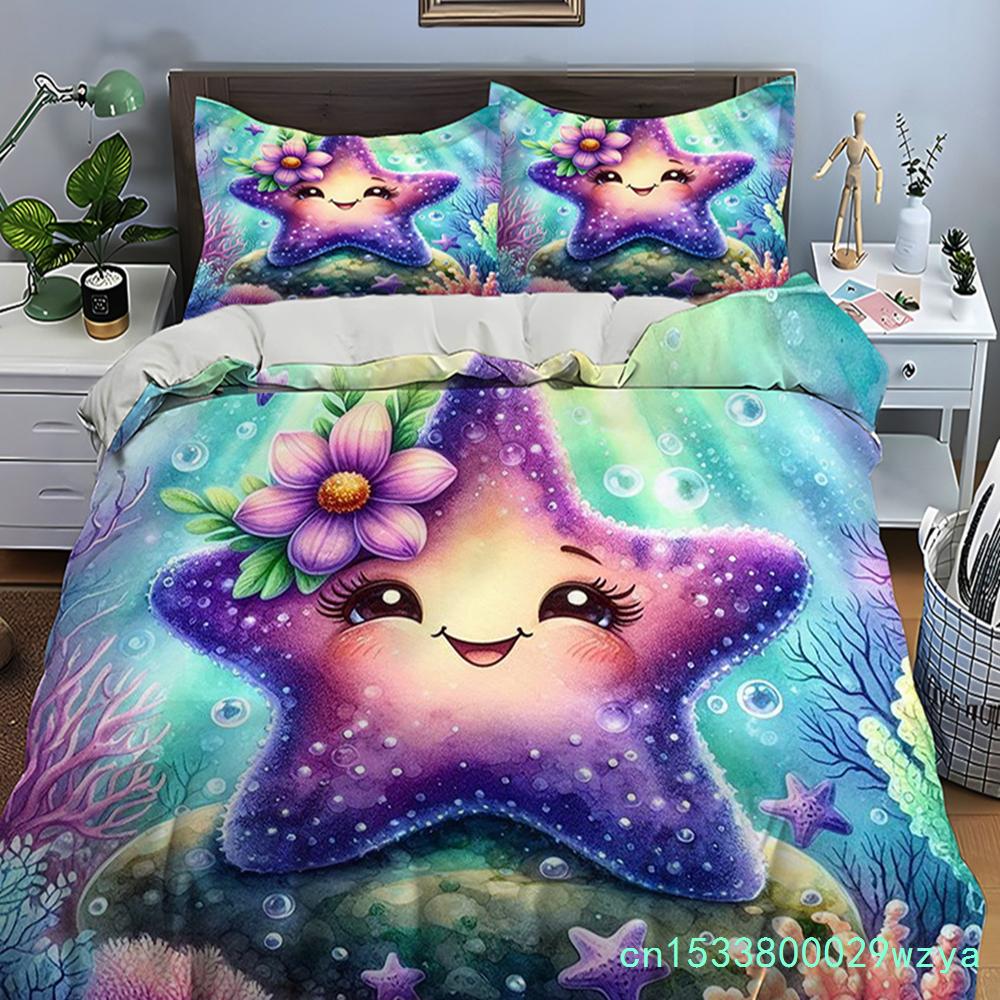 Cute Cartoon Stars Print Bedding Set Duvet Cover 1 Duvet Cover 2 Pillowcases Adult And Kids Bedding Set Luxury Children's Gifts