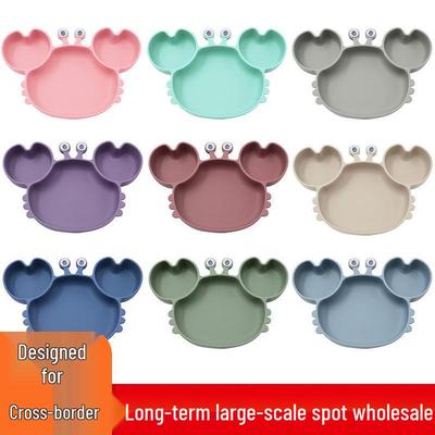 Silicone Suction Crab Plate: Divided Baby Tableware for Feeding & Weaning