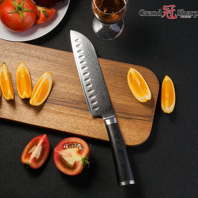 6,7 Zoll Santokumesser VG10 japanischer Damaststahl Sntoku Küchenmesser Kochutensilien des Chefkochs