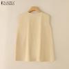 ZANZEA Women Casual Round Neck Loose Summer Sleeveless Tank Tops