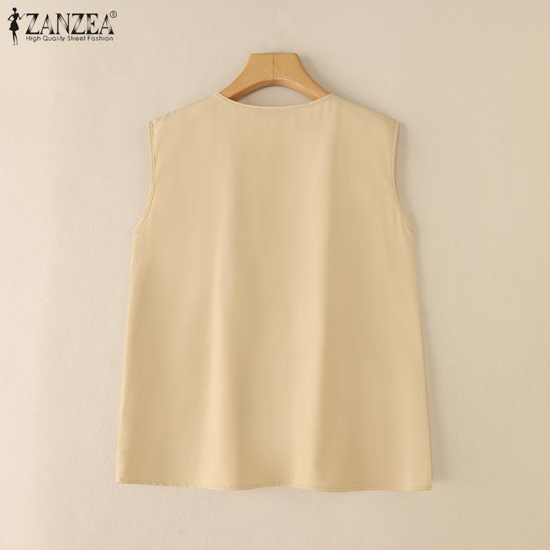 ZANZEA Women Casual Round Neck Loose Summer Sleeveless Tank Tops