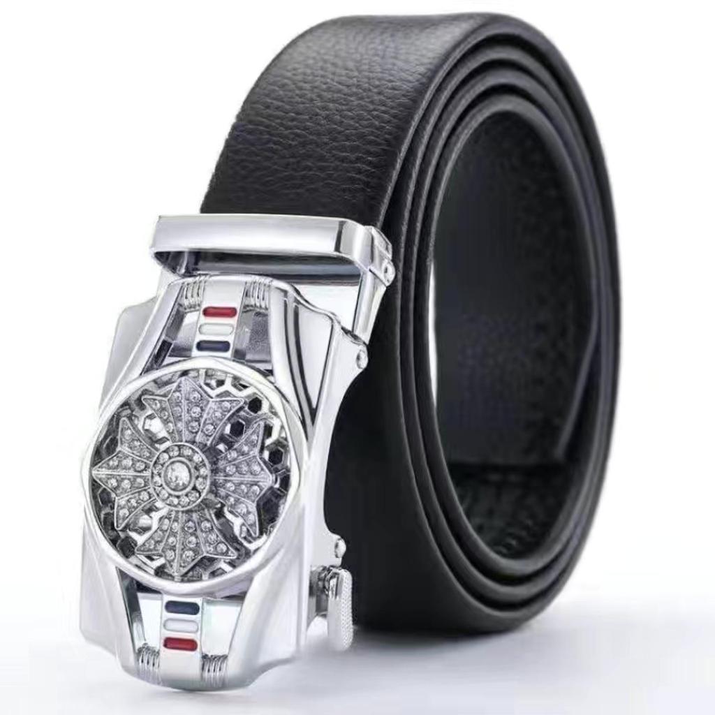 Elegant High-End Automatic Buckle Leather Belt – Versatile European & American Style for Men