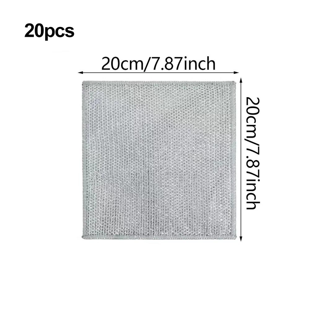 10/20pcs Magic Dishcloth Silver Wire Cleaning Kitchen Cloth Thickened Microfiber Wash Towel Built-in Sponge Steel Wire Ball Rag