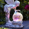 Angel Garden Figurine Outdoor Garden Statue Fairy Garden Figurine with LED Solar Light for Garden Lawn Yard Decoration