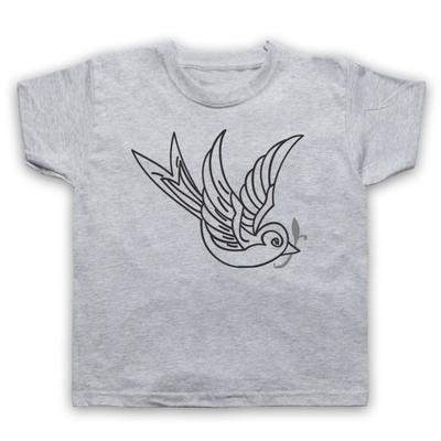 Swallow Tattoo Graphic Illustration Retro Vintage Style Kids Childs T-Shirt