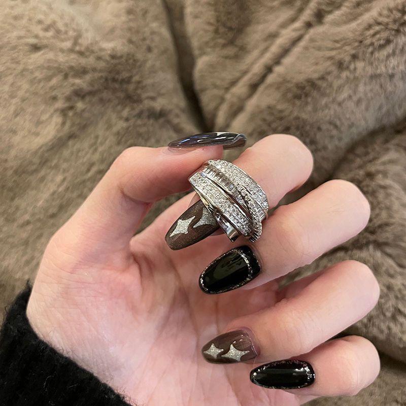 Exquisite Zircon Multi Layer Winding Rings for Women New Fashion Sparkling Opening Finger Ring Girls Party Daily Jewelry Gift