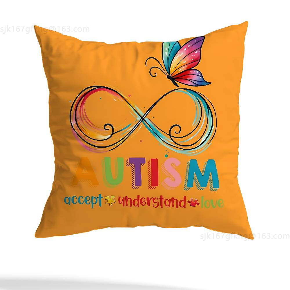 Autism Acceptanc pillowcase casual style decoration, suitable for home decoration (excluding pillow core)