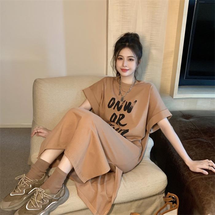 

Футболка платье свободного покроя большого размера короткое платье летнее платье с короткими рукавами 4XL кофейный