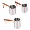 Milk Frothing Pitcher 304 Stainless Steel Milk Frother Cup with Wood Handle Spout for Coffee Art Heating Oil Melting