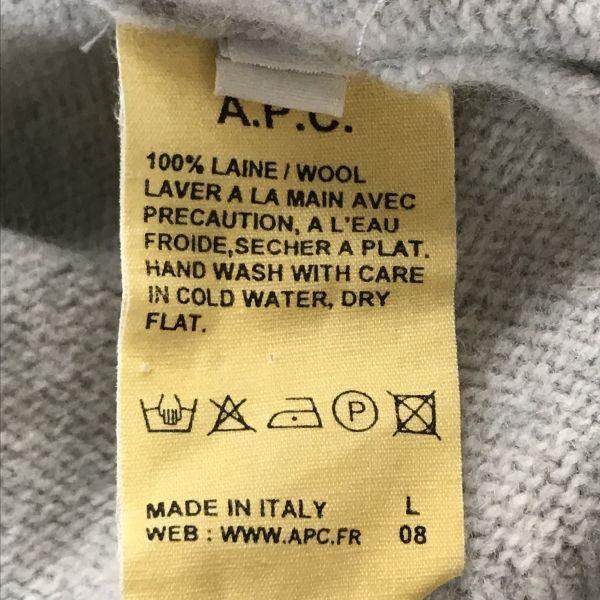 Italiaanse A.P.C. 100% Wol V-hals Trui Heren S Lichtgrijs cBH560(GEBRUIKT)