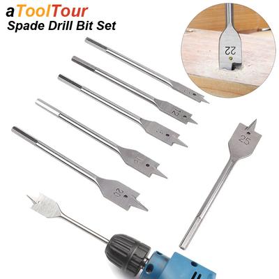 Spade Drill Bit Set Paddle Flat Boring Double Side Carbon Steel Cut Spurs Woodworker Desk Hole Cutter Wood Board PVC Woodworking