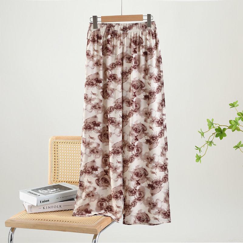Women's Loungewear: Cotton Silk Loose Wide-Leg Pajamas - Summer Casual Trousers, Wearable Outdoors