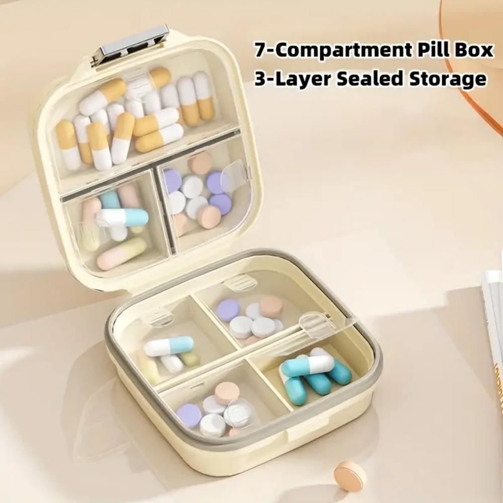 Portable medicine box, travel with you for seven days a week, medicine box, pill box, double-layer seven grid moisture-proof