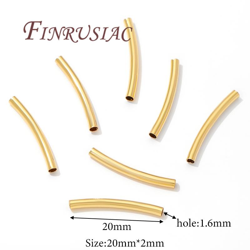 30/60PCS 18K Gold Plated Tubes For Jewelry,Spacer Beads,Separators For Bracelets,Tube Beads,DIY Jewelry Making Accessories