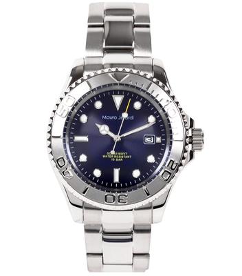 Mauro Geraldi Solar All Stainless 10 ATM Water Rotating Watch, Steel, Resistance, Calendar, Bezel, Luminous, MJ061-2