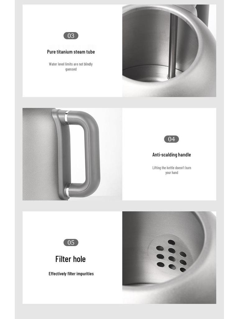 To Yi Large Capacity Pure Titanium Electric Kettle for Tea, Auto Shut-Off