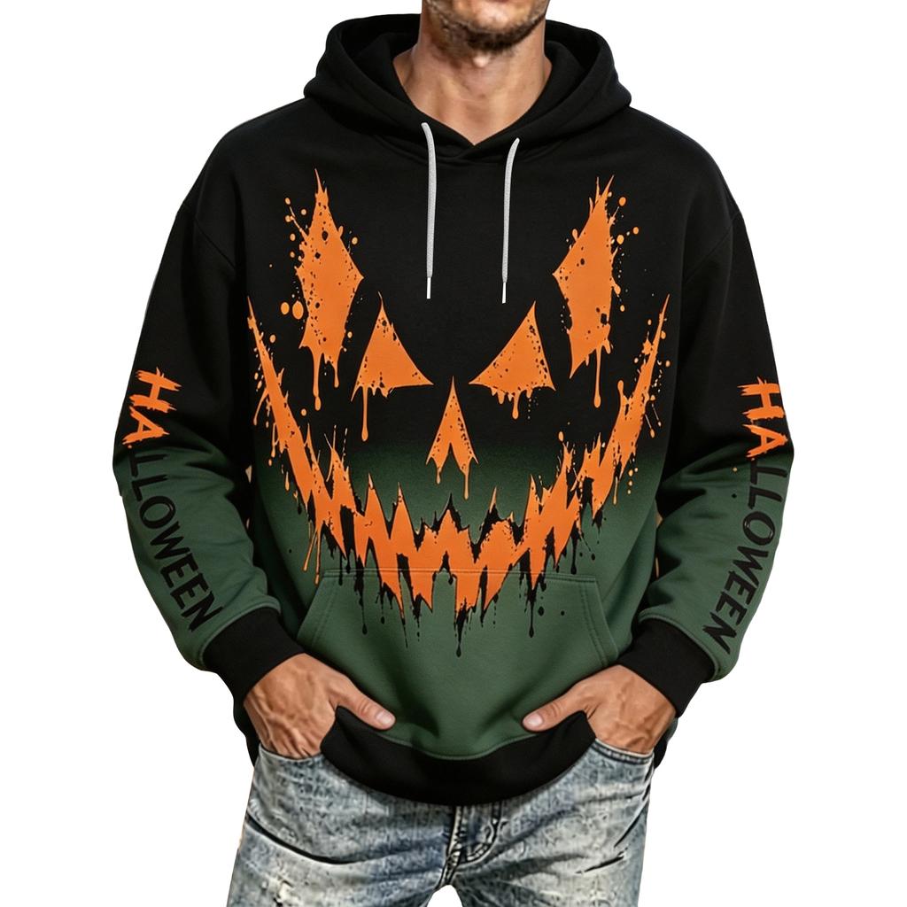 Herren Halloween Kapuzenpullover mit Taschen für Freizeit, Komfort, Sport und Alltag