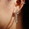 Silver Bezel Bead Huggie Hoop Earrings 925 Silver E066-05H