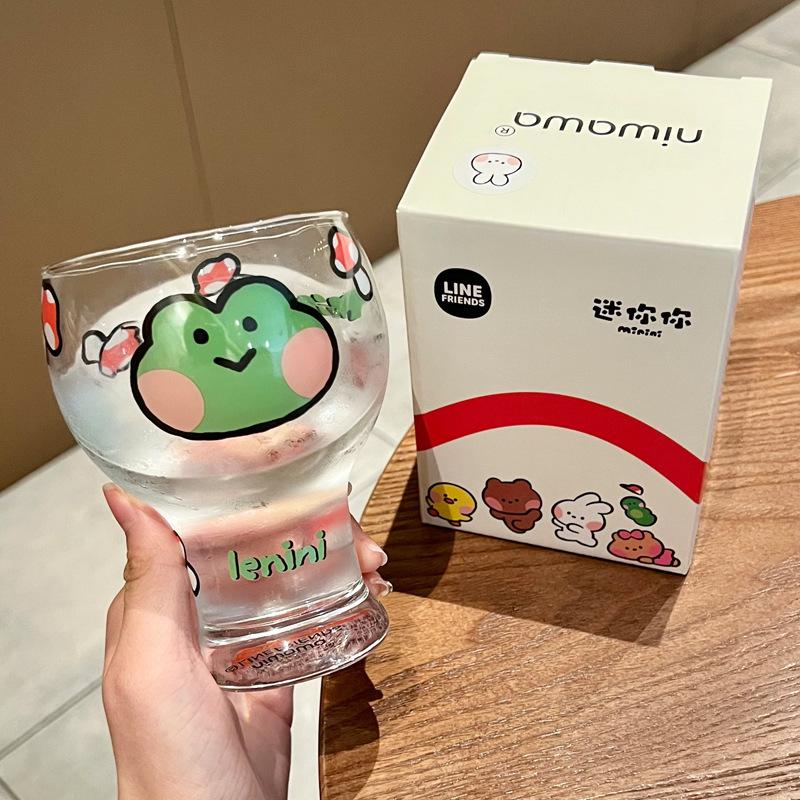 Minini Brown Bear Glass Water Cup 2025 New Summer Beer Cup Large Capacity Juice Milk Coffee Cup Female
