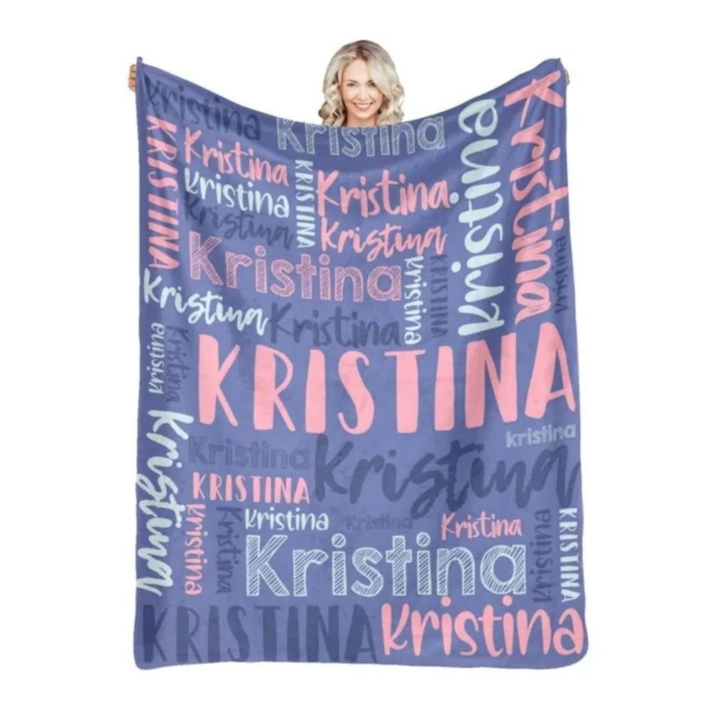 30 Colors Personalized Name Flannel Blanket For Girls Boys Letter Monochrome Customized Baby Adult Name Blanket Birthday Gift