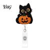 Halloween Badge Clip Black Cat Pumpkin Reel, Retractable with 360 Degree Rotating Clip, Id Card Acrylic Decorative Reel for ID Holder And Nurse