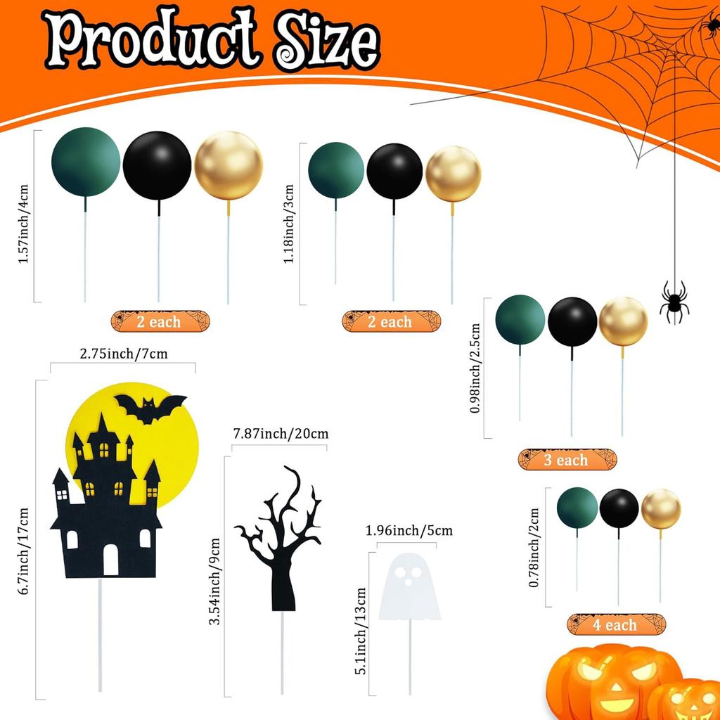 Wicked Cake Decorations Ball Cake Toppers Balloon Cupcake Toppers, Haunted House, Ghost, Spooky Tree – Cake Topper Decorations