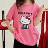 Hello Kitty Short Sleeve Tee Soft Cotton Casual Crew Neck Cute Cartoon Print Lightweight Summer Top for Women Daily Wear
