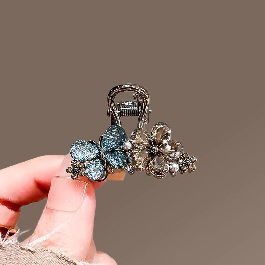 

New Glazed Butterfly Rhinestone Small Hair Claw Clip Women Bangs Top Clip Half Updo Shark Clip Elegant Daily Hair Accessories B