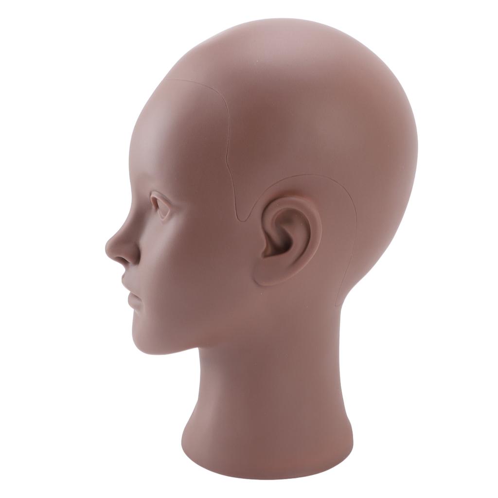 Female Bald Head Mannequin PVC Soft Rubber Human Skin Texture Makeup Practice Mannequin Head for Wig Hat Scarf Display