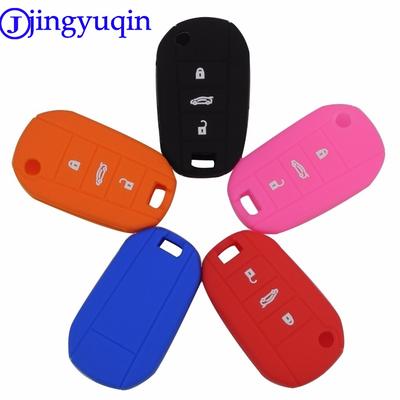 Jingyuqin Silicone 3 Buttons Flip Car Key Case Cover For Peugeot 208 508 2008 For Citroen C4L CACTUS C5 C3 C6 C8 Picasso Xsara