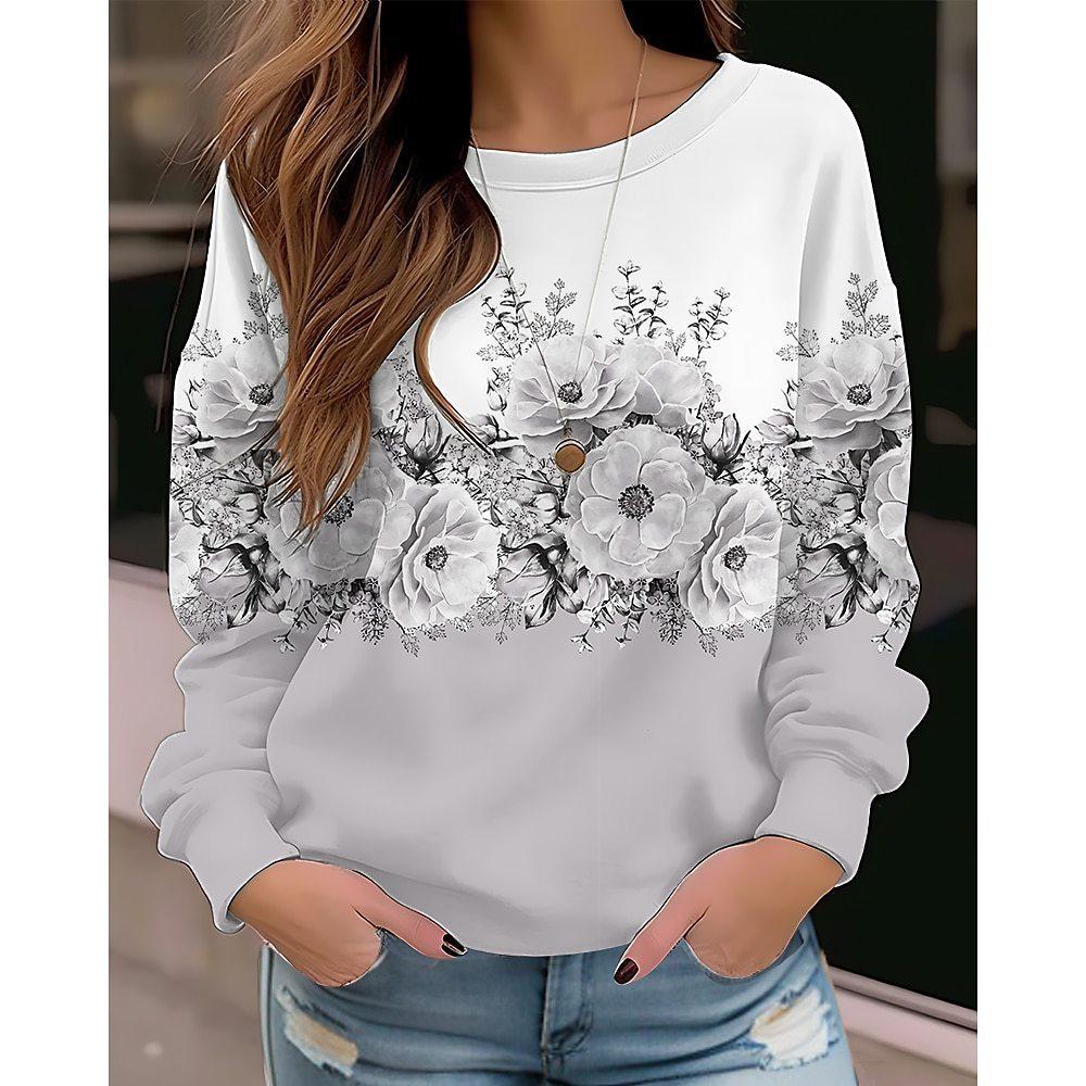 Herbst- und Winter-Neuheiten Europäische und amerikanische Damen-Hoodies, Sportbekleidung, frisch floral 3D-bedruckte langärmlige Kleidung