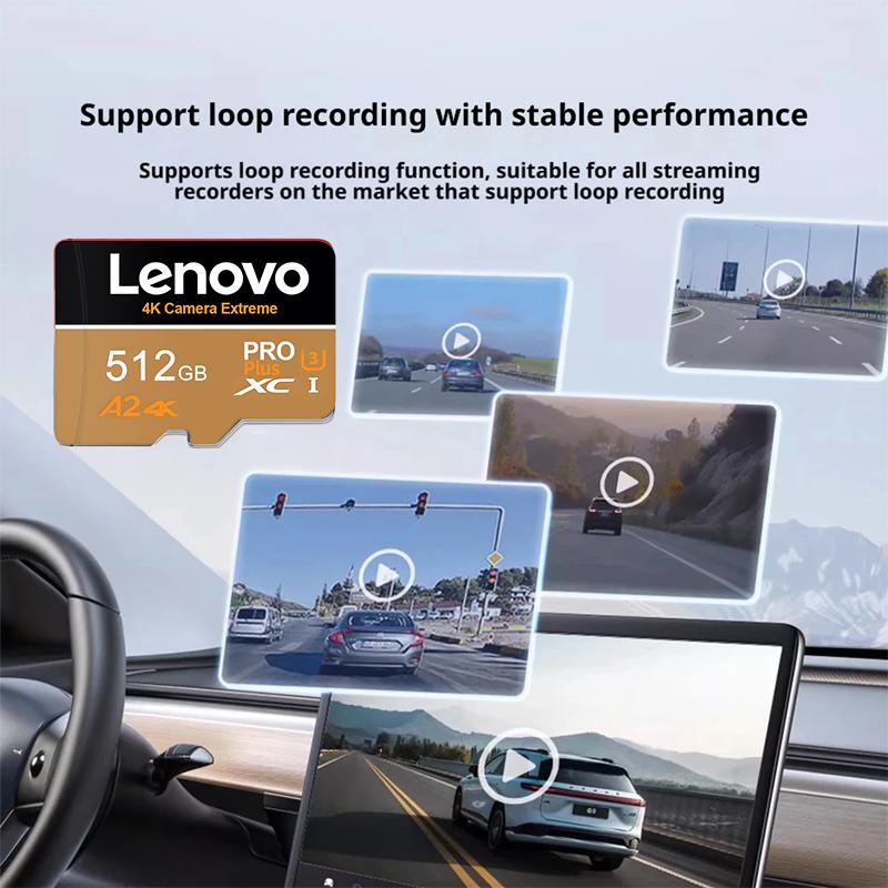 Lenovo High-Speed Micro TF SD Card 512GB Support 4K Ultra HD 128GB 64GB Flash Memory Card for 360° Video Cameras Car Accessories