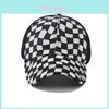 Womens Baseball Cap With Black And White Grid Splicing Breathable Mesh Design For Outdoor Sun Protection