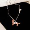 Zircon Pearl Bow Oil Drop Puppy Pendant Necklace Cartoon Cute Clavicle Chain Light Luxury Premium Sweater Chain