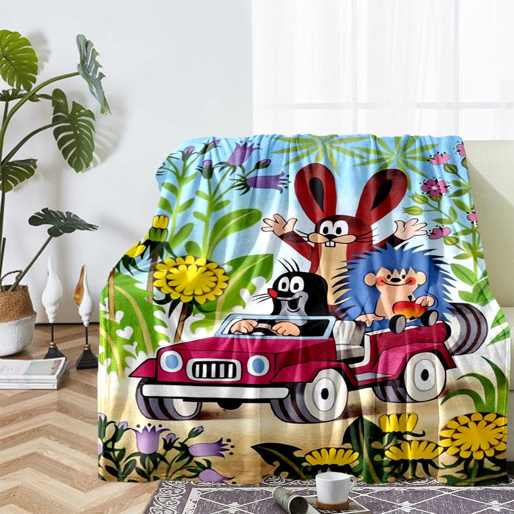 Krtek Theme Printed Blanket - Perfect for Couch, Bed, Travel & Outdoor Use | Machine Washable, Cozy & Durable.