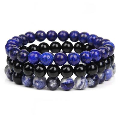 Set Bracciali in Pietra Naturale 3 Pz/set Ossidiana Ematite Occhio di Tigre Perline Bracciali Uomo per Protezione della Salute Gioielli dell'Anima