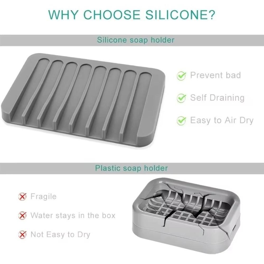 2Pcs Silicone Soap Dish Holder Creative Soap Saver Tray Sponges Holder Soap Plate  Home Decor