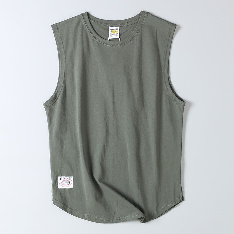 Export Tail Summer Cotton Wide Shoulder Vest Men Fashion Brand All-Matching Loose Waistcoat Athleisure Sleeveless T-shirt