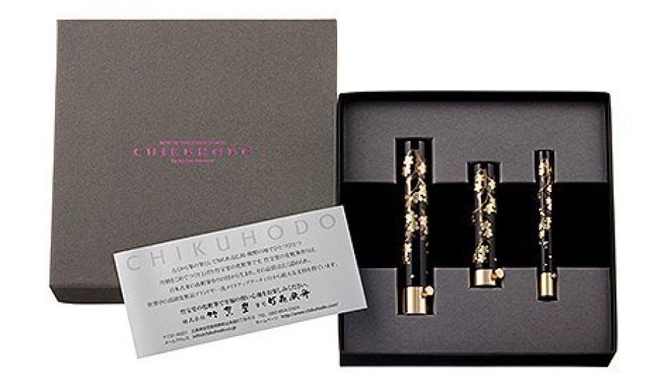 

Набор кистей Kumano Brush Chikuhodo Genuine MK Makie Series, 3 штуки (МК-11,12,15) BR-8 чёрный