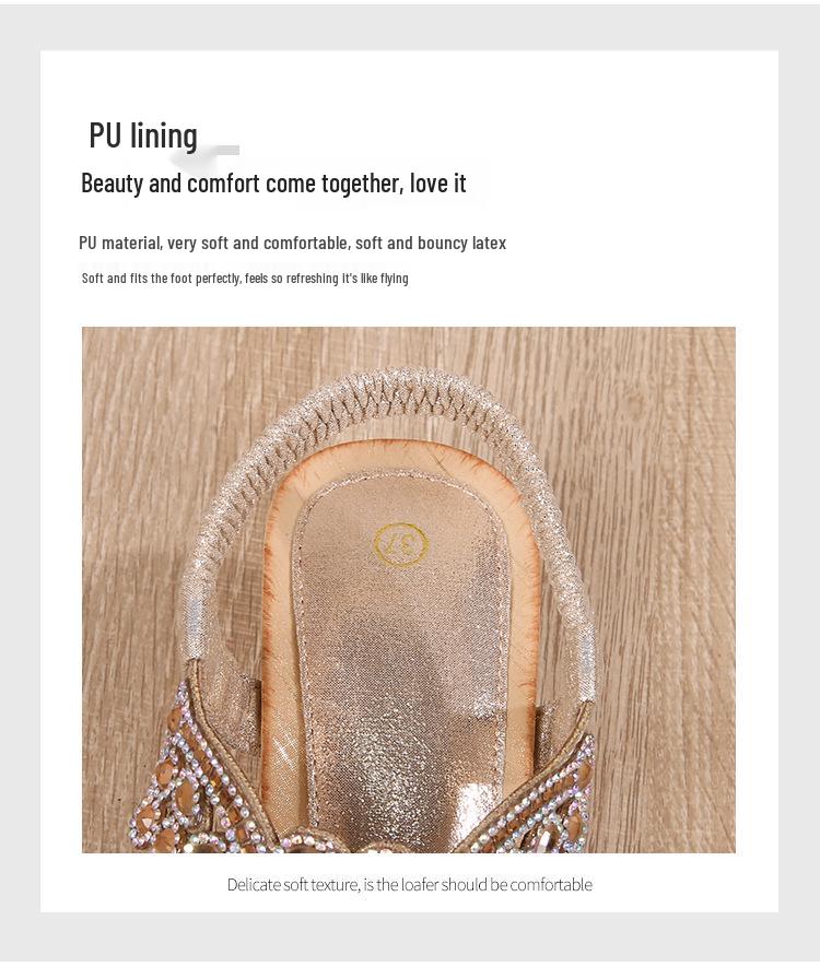 2026 Bohemian Rhinestone Wedge Sandals - Korean Style, Thick Sole for Women