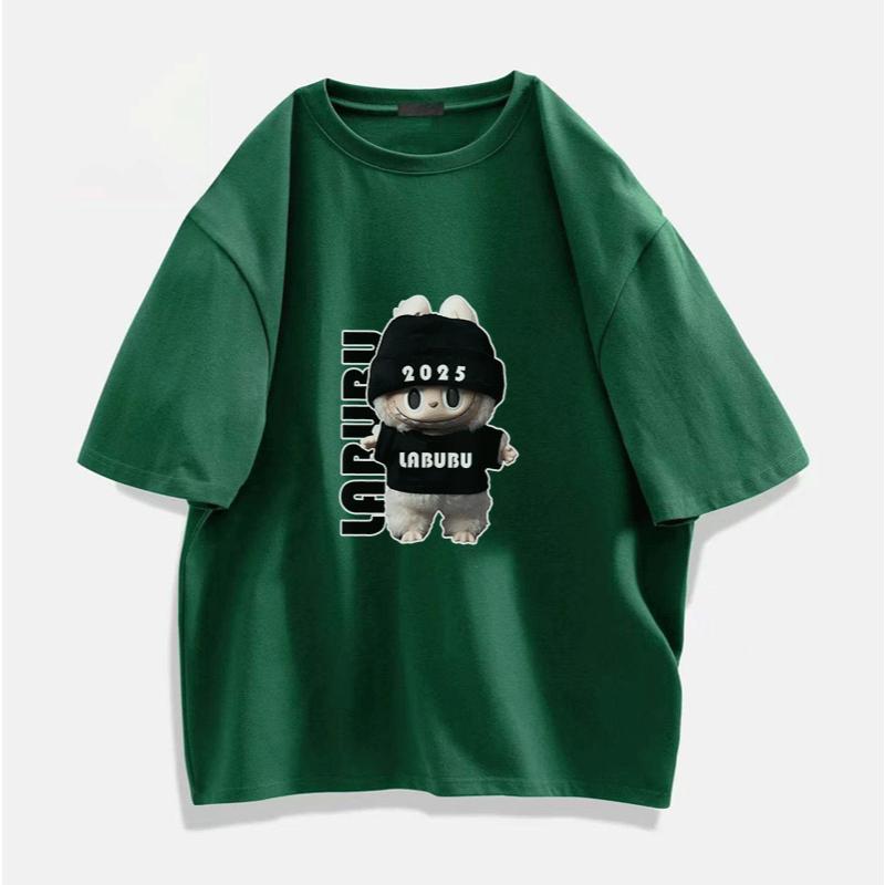 Maise STUDIO Kapas T-shirt Print Labubu Seiras Untuk Lelaki Dan Wanita