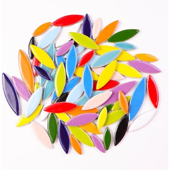 454g Petal Ceramic Mosaic Tiles for Crafts Art, Water Drop Flower Tiles Irregular Ceramic Tiles Bulk, 0.4 Inch Square Glazed Porcelain for DIY Mosaic