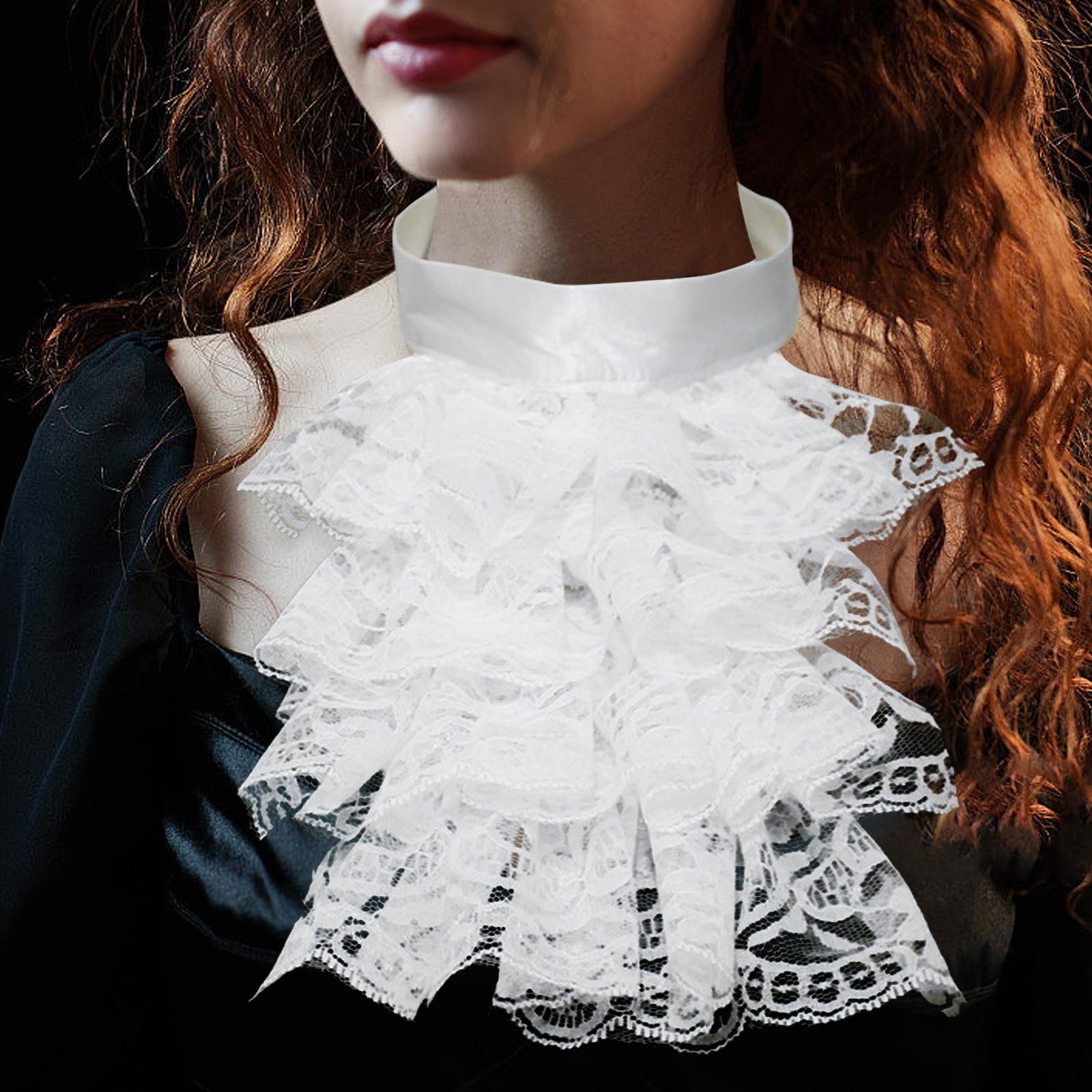 

Викторианский воротник-рюш Костюм Половина рубашки Ложные съемные Женщины 4 Tier