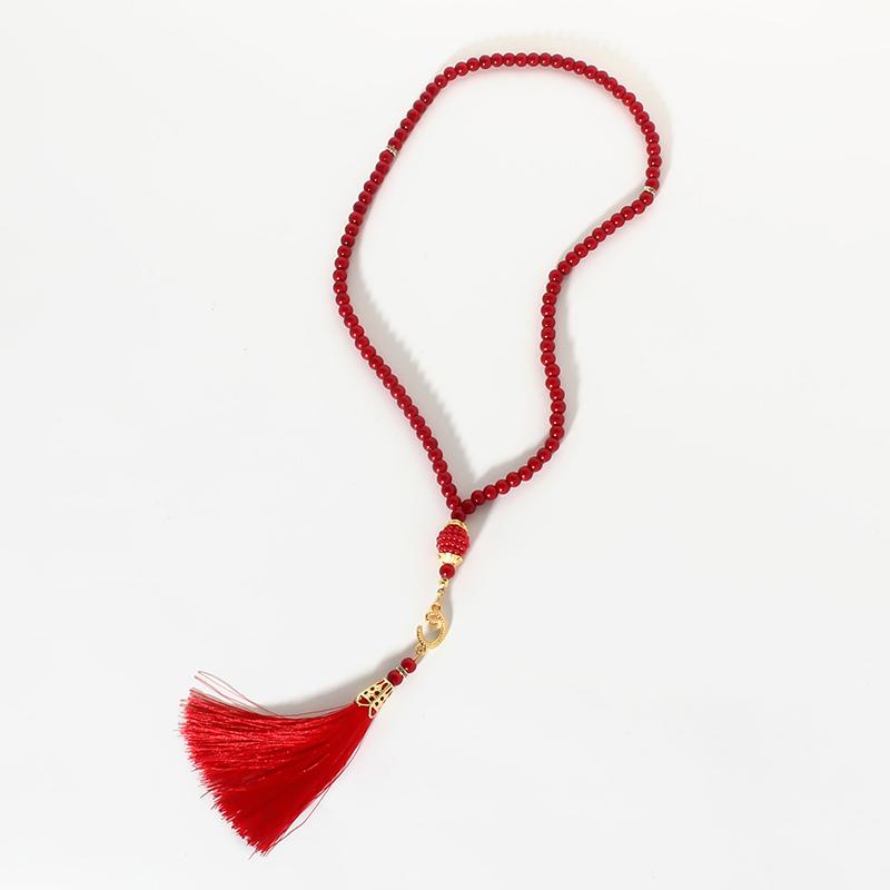 Pearl Prayer Beads Necklace Jewelry Long Tassel Clothes Pandent Accessories