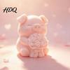 Bedside Table Ornament 3D Printed Pig Figurine with Flower Bouquet Cute Piglet Desktop Rose Piggy Ornament Creative And Statue for Home Office