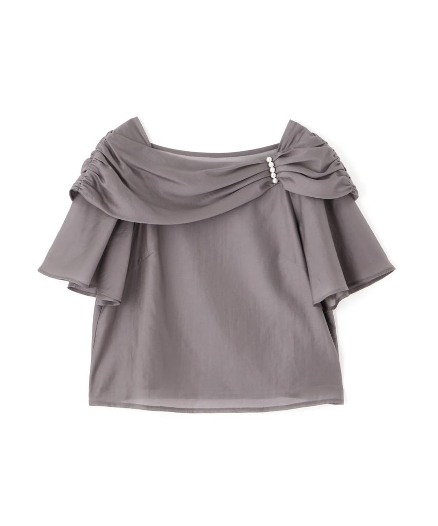 Proportion Body Dressing Pearl Charcoal Gray Women's Off-the-Shoulder Blouse,