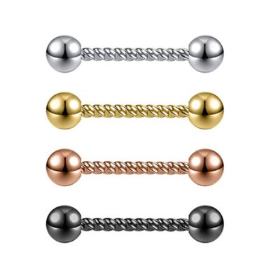 Stainless Steel Human Puncture Jewelry Straight Pole Twist Tongue Nail Nails Nail Nails Spot Breast Ring
