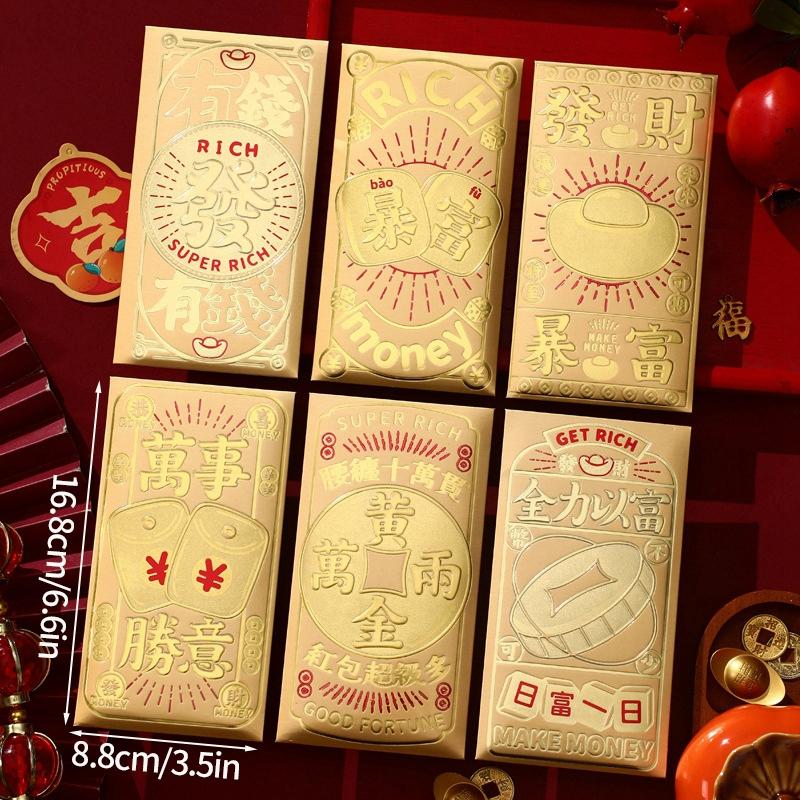1/6/24pcs Red Envelope Chienses New Year Money Envelopes Gift Bag Hongbao Lucky Money Bag Spring Festival Nouvel An Chinois 2026