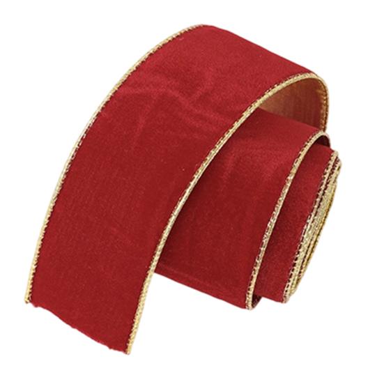Materiál na výrobu mašlí DIY Sametová vánoční stuha, 2,5 x 78 palců Kordová stuha se zlatými okraji Pro svazování dárkových krabic, Balení, Výrobu, Řemesla,