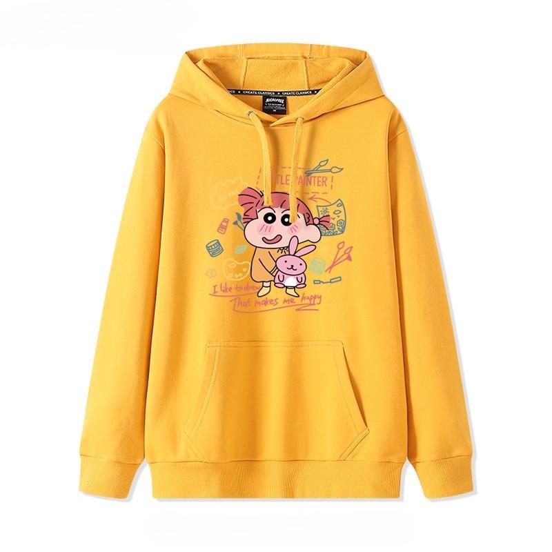 2025 Vysoce kvalitní podzimní svetr s potiskem Crayon Shin-chan s kapucí Trendy značka Volný Líný styl Bunda Jednoduché a roztomilé Campusové oblečení